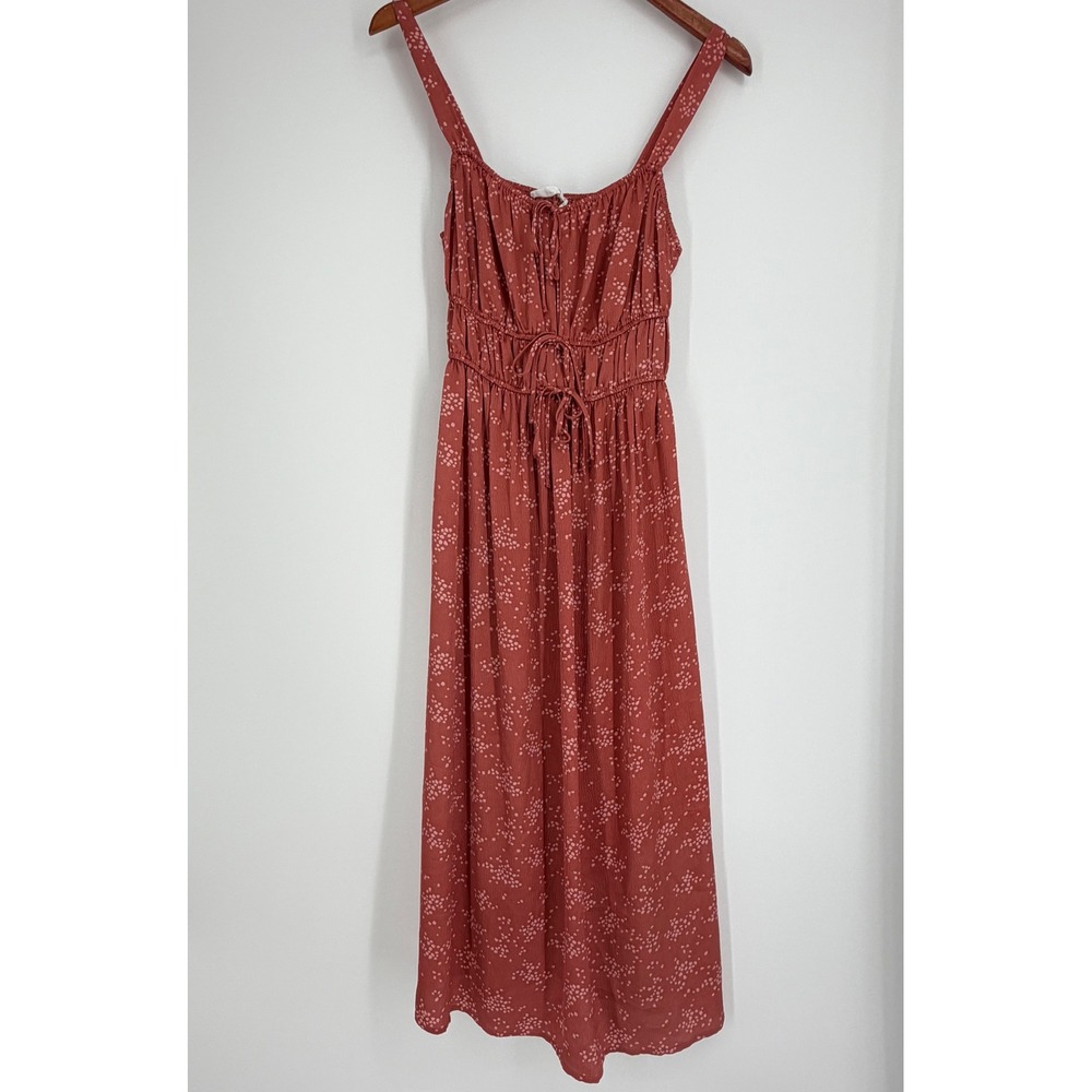 Lush Womens Midi Dress Small Marsala Red Polka Dot Boho Cottagecore Summer